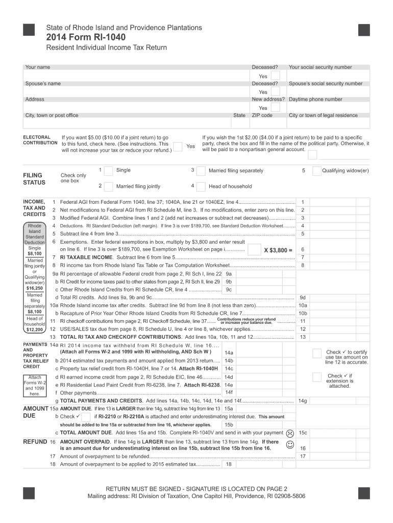  Form Ri 1040 2019