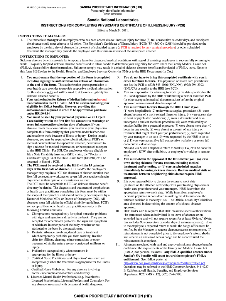  SNL Phuysician's Certificate of Disability; SF 4560 G Sandia 2019