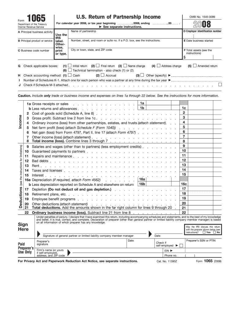  Irs 1065 Form 2008