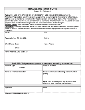 Nppsc Travel History Form