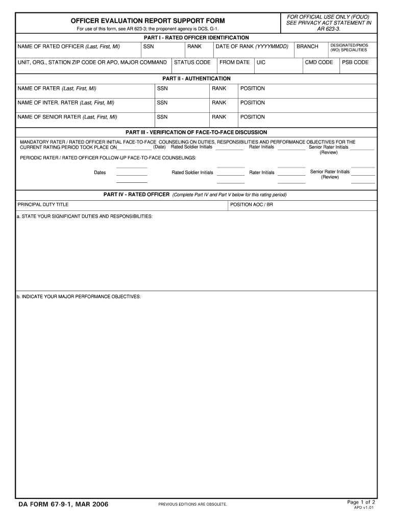  Officer Evaluation Report Support Form 2011