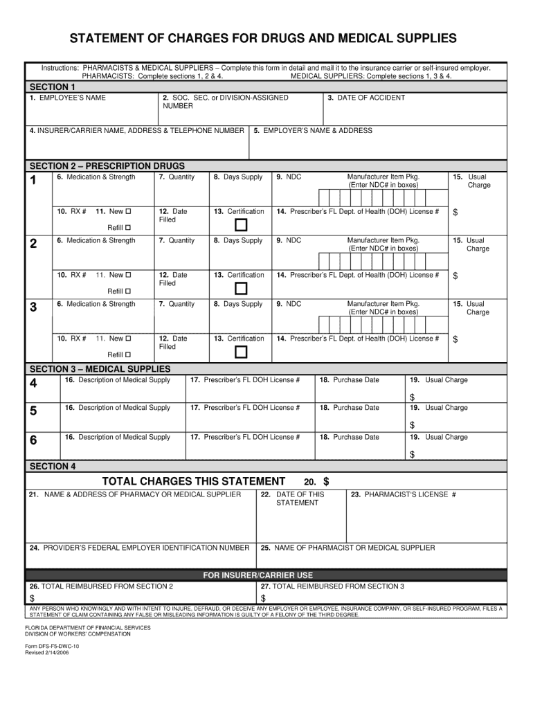 Statement of Charges Form