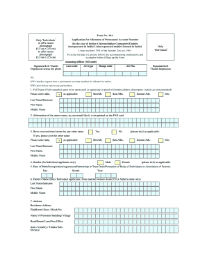 Pan Card 49a Fillable Form PDF