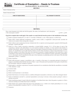Certificate of Exemption Deeds to Trustees  Form