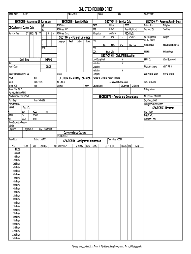 Enlisted Record Brief  Form