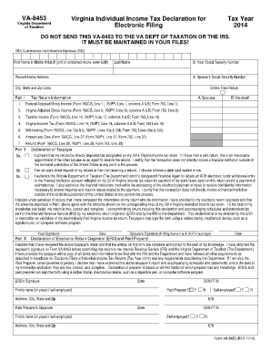 Form VA 8453 Tax Virginia
