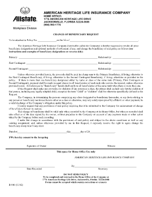 Allstate Change of Beneficiary Tulaliptribes Nsn  Form