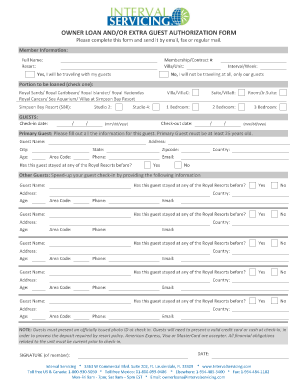 Royal Resorts Owner Loan Form