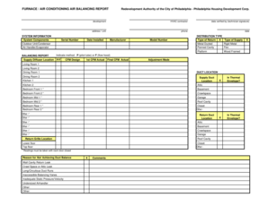 FURNACE AIR CONDITIONING AIR BALANCING REPORT Phila  Form