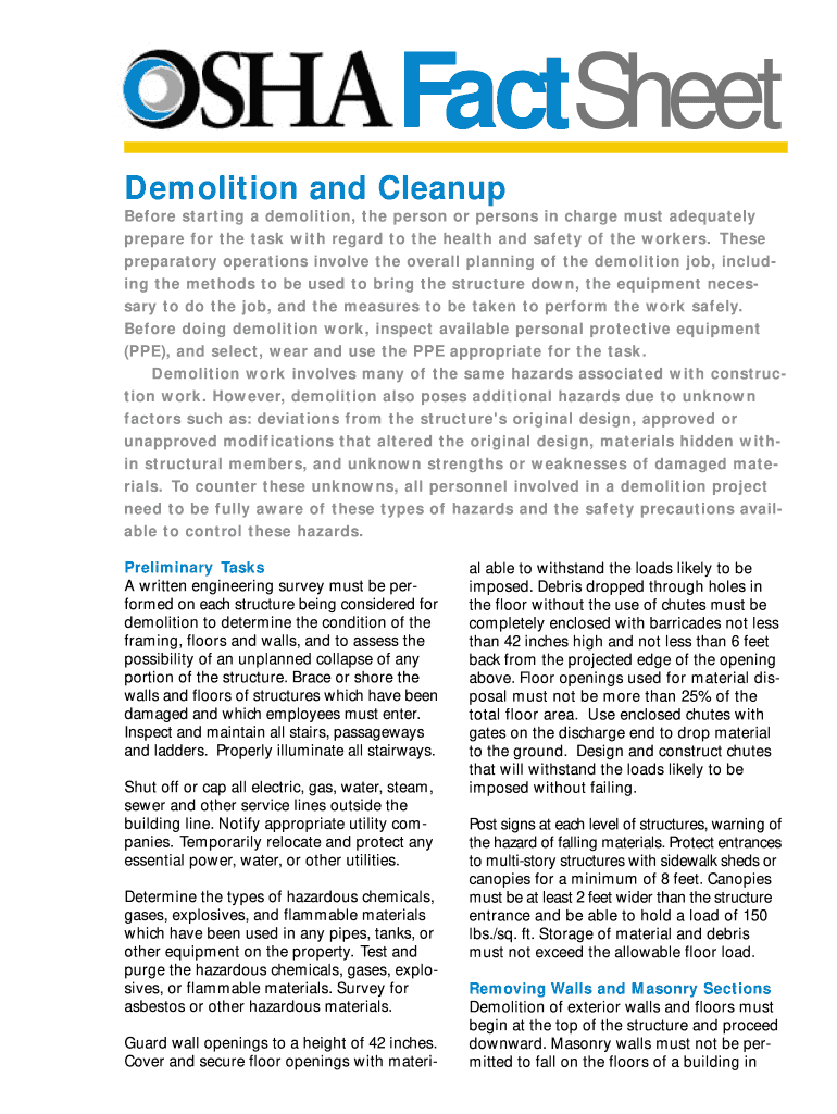 Osha Demolition  Form