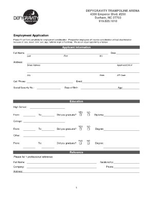 Defy Application  Form