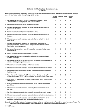 California Brief Multicultural Competence Scale  Form