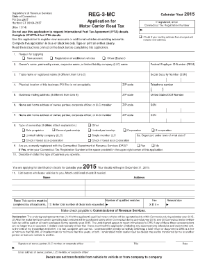 REG 3 MC, Application for Motor Carrier Road Tax Ct  Form