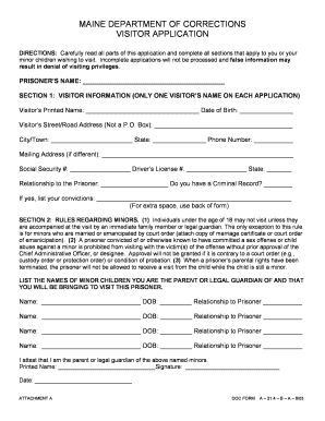 DOC Visiting Application Online  Form