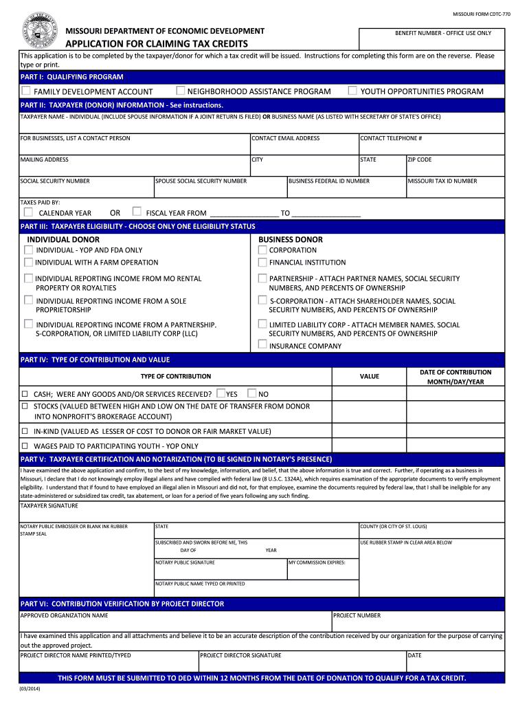  Mo Claiming Tax Credits 2014-2024