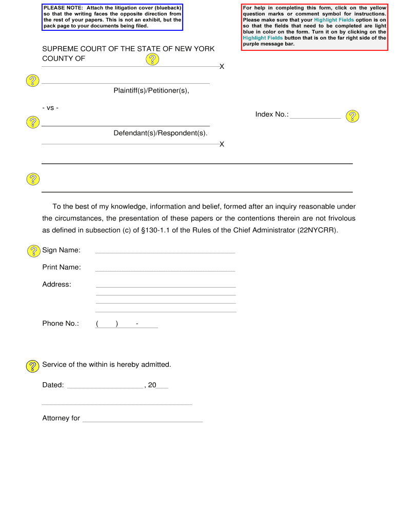 Ny Litigation Blueback Form