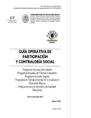 Gu a Operativa De Participaci N Y Contralor a Social En Los Programas Federales PEC, PETC, PES, PFCEB Y PIEE  Form