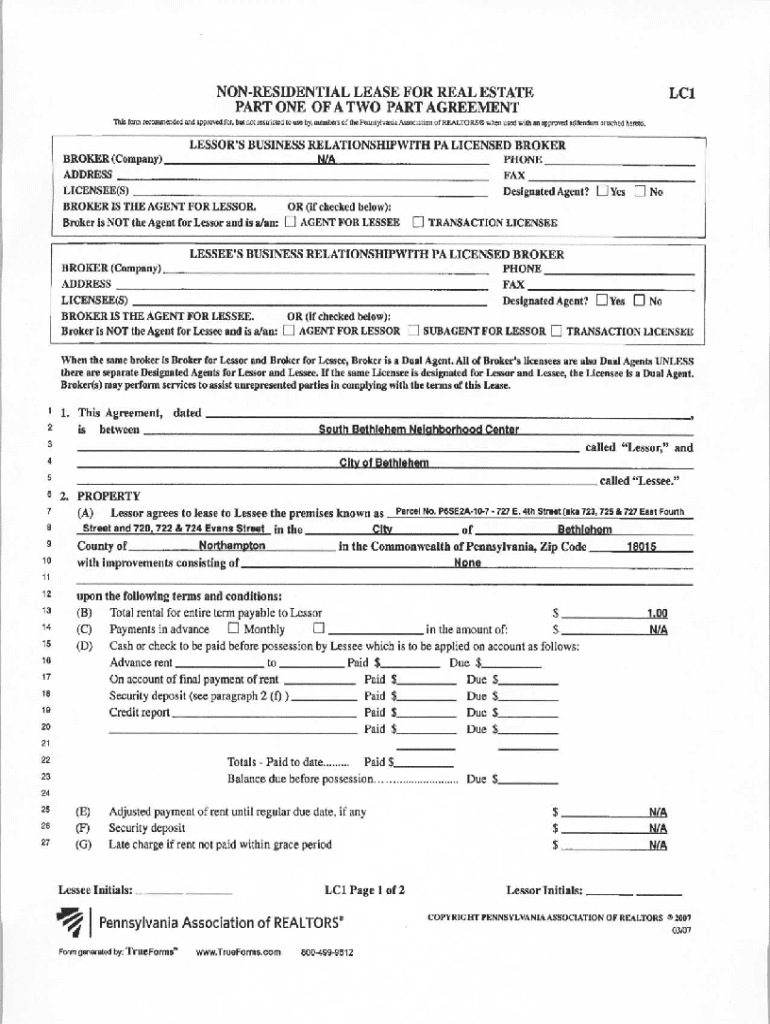 Non Residential Lease Agreement  Form