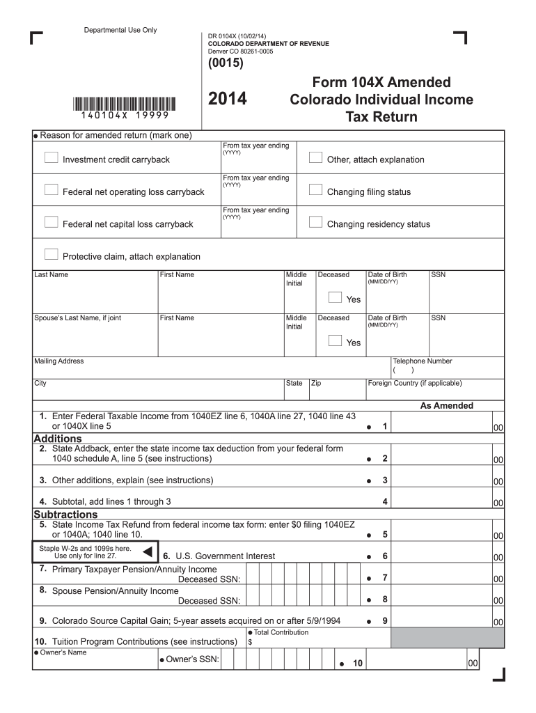 Colorado Form 104X