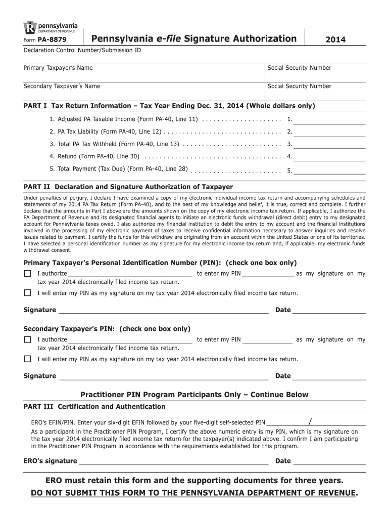  8879 Form 2014