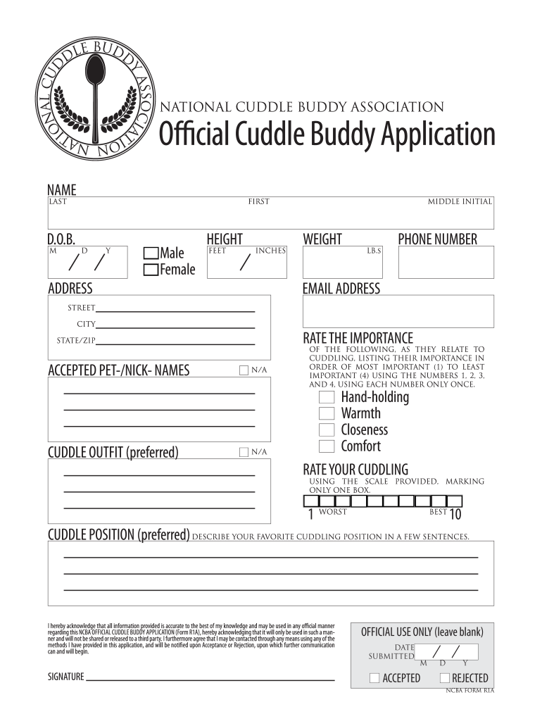 Cuddle Buddy Contract  Form