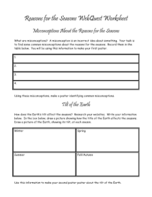 Seasons Webquest Answer Key  Form