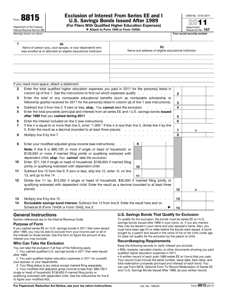  Form 8815 Instructions 2011