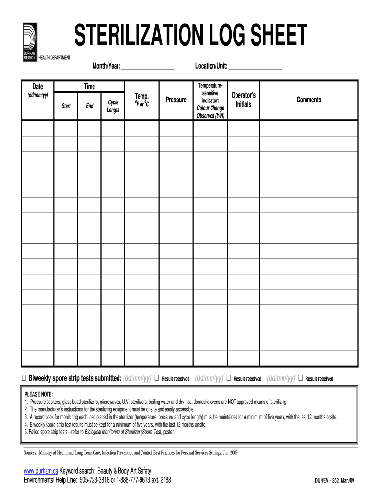Sterilization Log Fill Out and Sign Printable PDF Template signNow