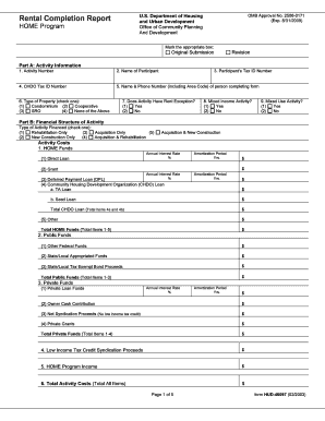 Completion Report for Home Form