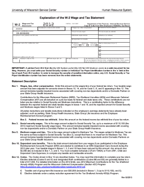 Wage and Tax Statement Form W 2 Fillable