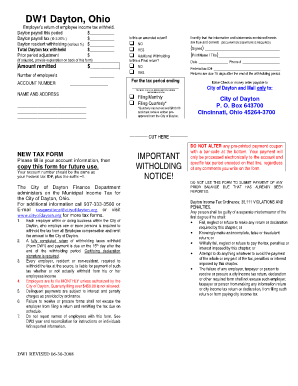 City of Dayton Dw1 Form