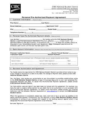 Personal Pre Authorized Debit PAD Plan Agreement  Form