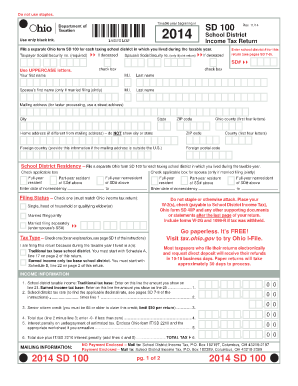 SD 100 School District Income Tax Return Tax Ohio  Form