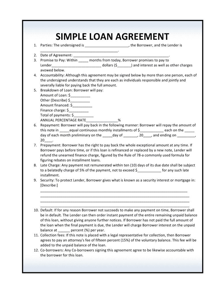 Loan Agreement Template DOC  Form