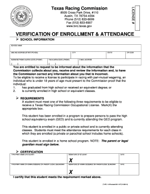 Proof of School Enrollment  Form