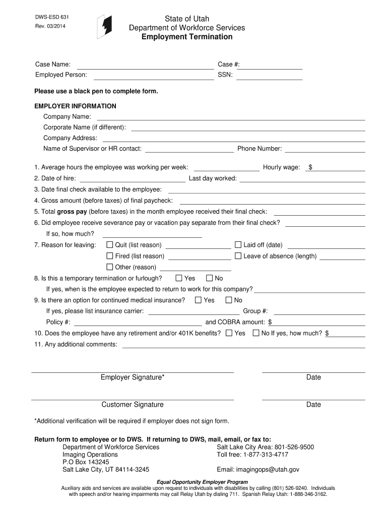  Ut Dept of Workforce Services  Form 2014