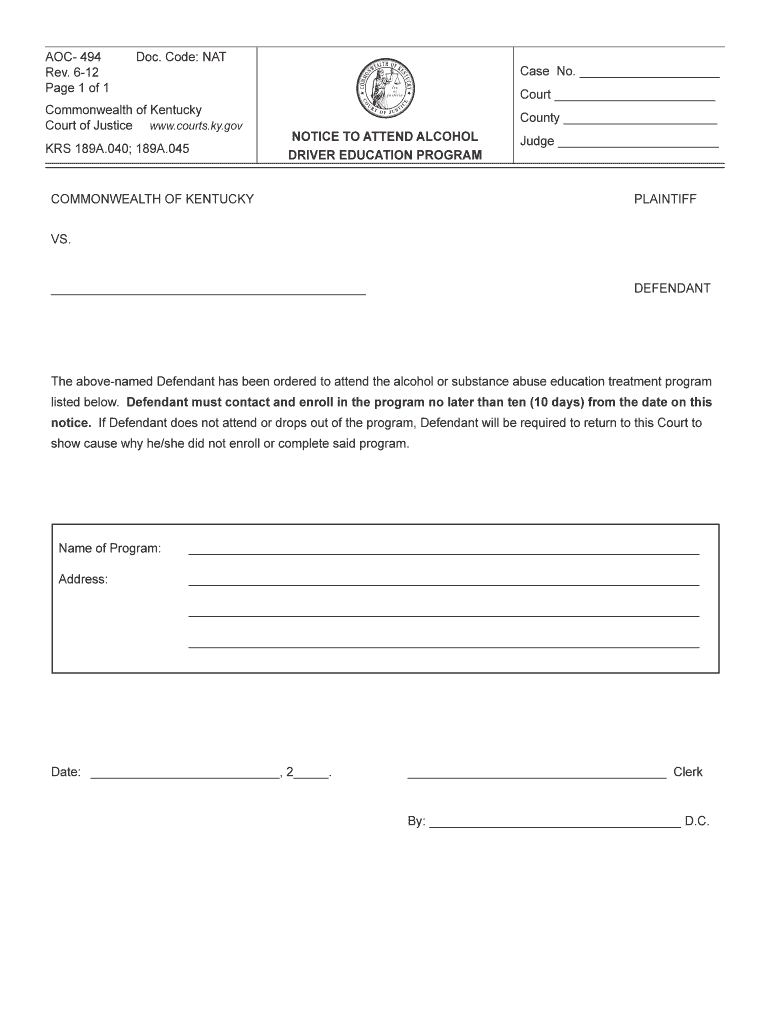 Aoc 494 Form