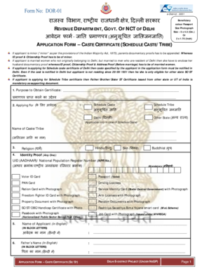 Sc Certificate Form Delhi Download PDF