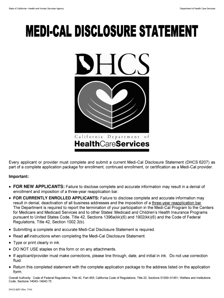  Dhcs 6207 2014-2024