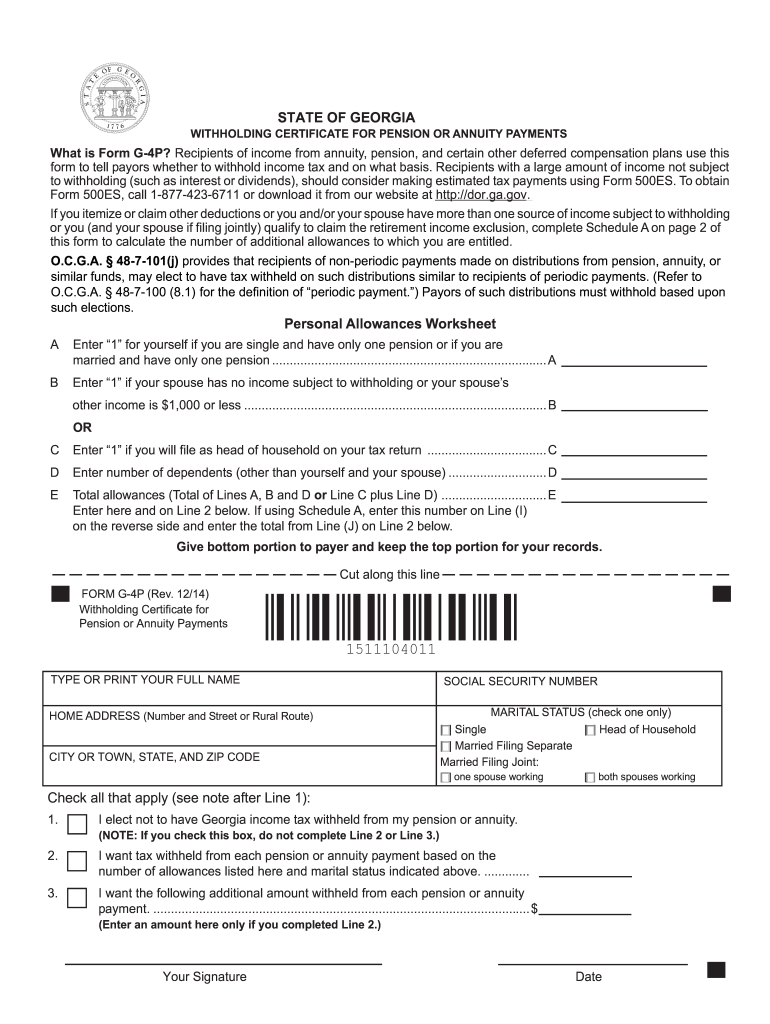  Ga Tax G4p Form 2014