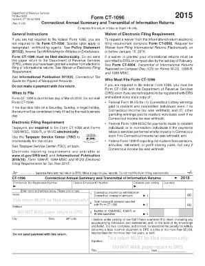 CT 1096, Connecticut Annual Summary and Transmittal of  Form