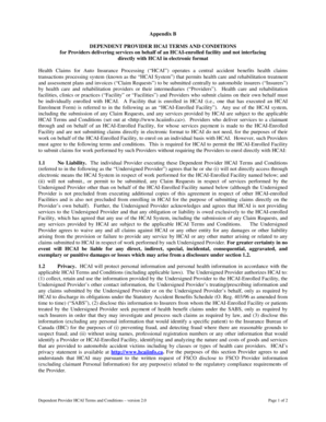 DEPENDENT PROVIDER TERMS and CONDITIONS HCAI Terms &amp; Conditions  Form