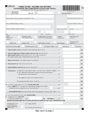 Fiduciary Adjustment Resident Estates and Trusts Only See Instructions Maine  Form