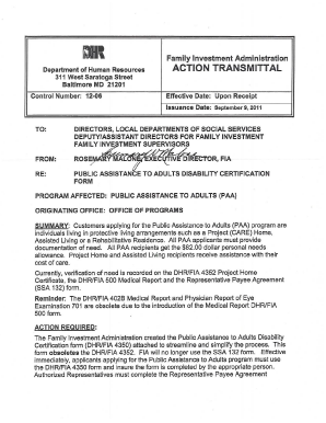 12 06 Public Assistance to Adults Disability Oct 10 Dhr Maryland  Form
