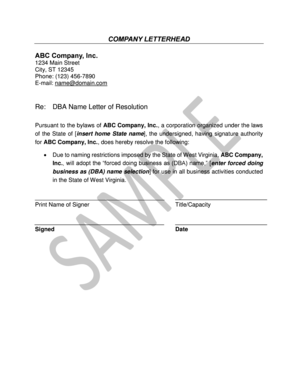 Dba Letterhead  Form