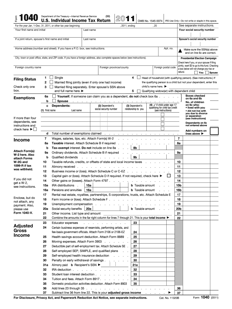  Form 1040 2011