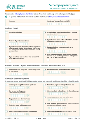  Self Employment Short If You're Self Employed, Have Relatively Simple Tax Affairs and Your Annual Business Turnover Was below 73 2014