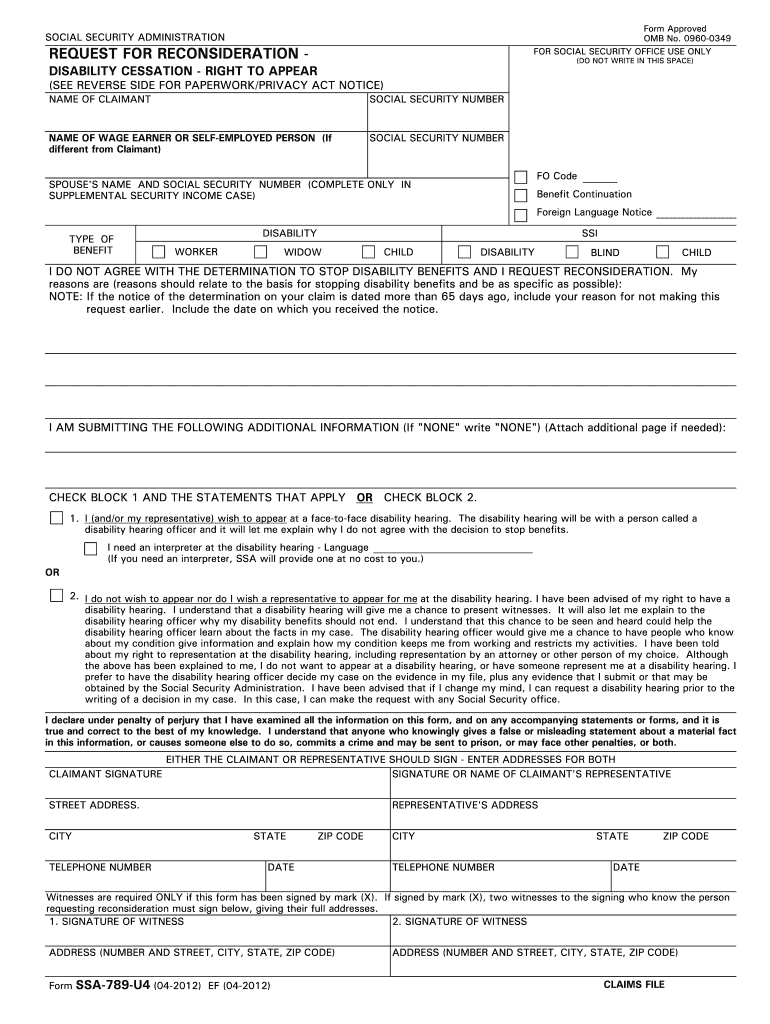  Ssa 789 Form 2019-2024