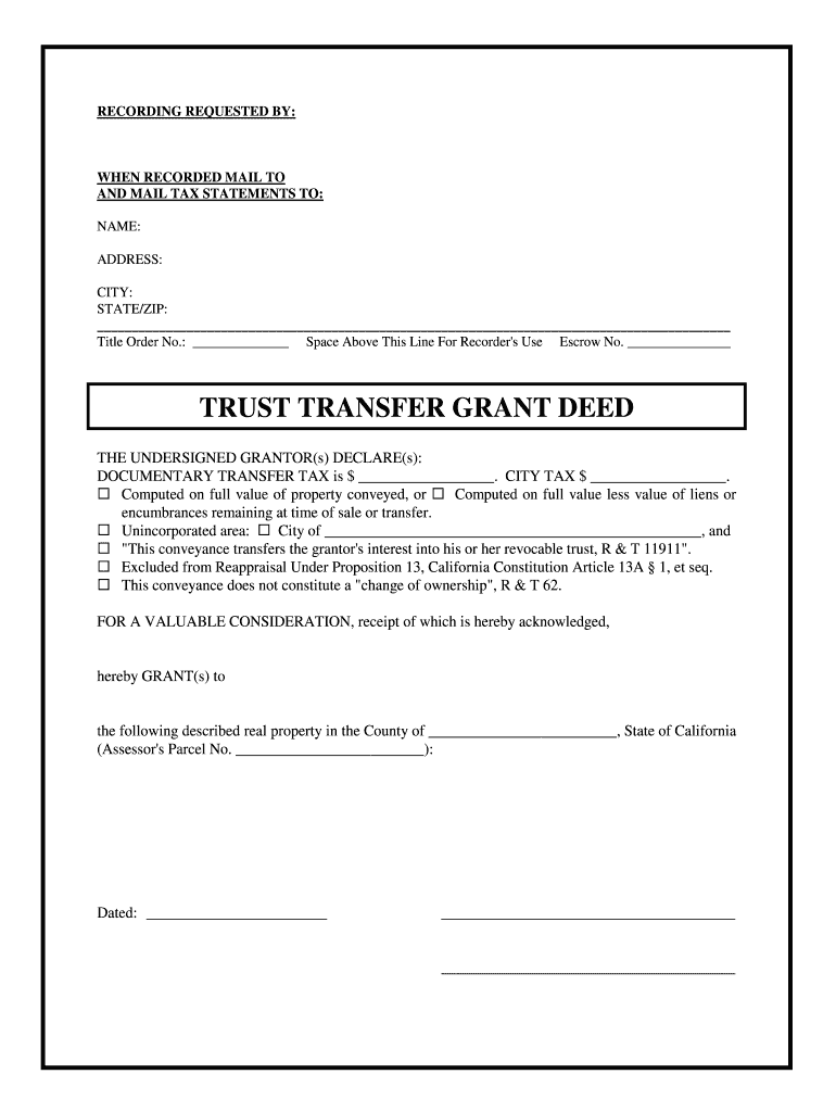 Trust Transfer Grant Deed  Form