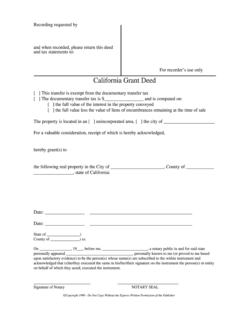 Grant Deed Definition  Form